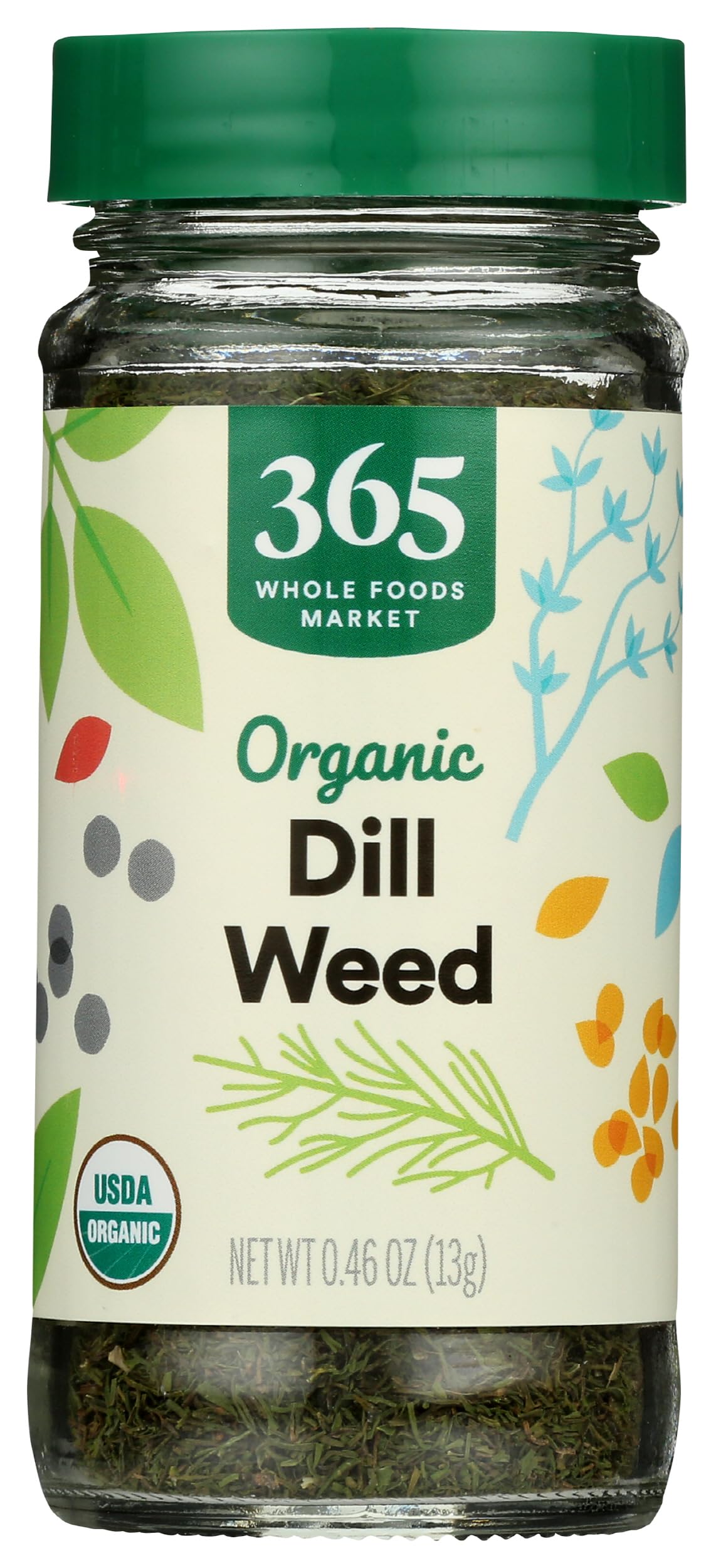 365 by Whole Foods Market Organic Dill Weed bottle on shelf, ideal seasoning.