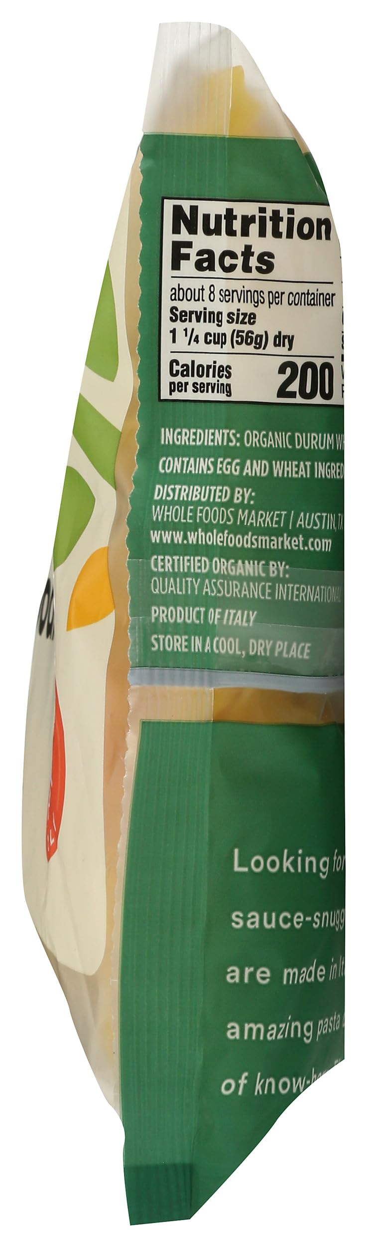 365 by Whole Foods Market organic durum wheat semolina and cage-free eggs ingredients, premium quality.