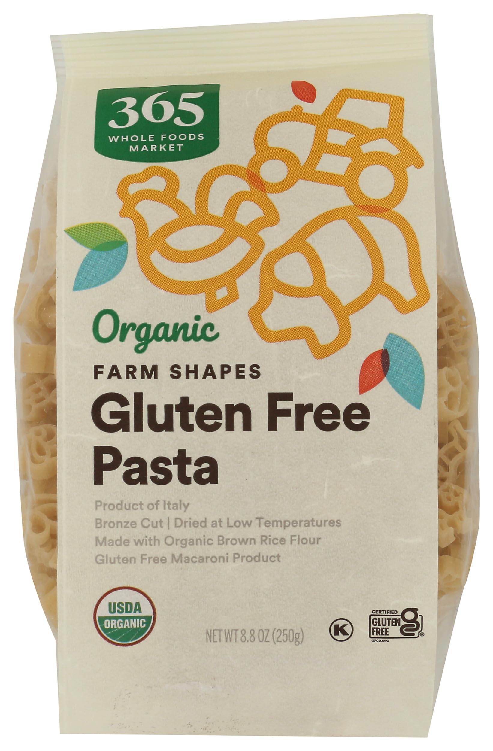 365 by Whole Foods Market organic farm animals pasta front label shows simple ingredients
