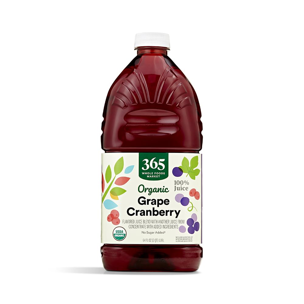 365 by Whole Foods Market grape-cranberry juice bottle, vibrant organic blend with no sugar added