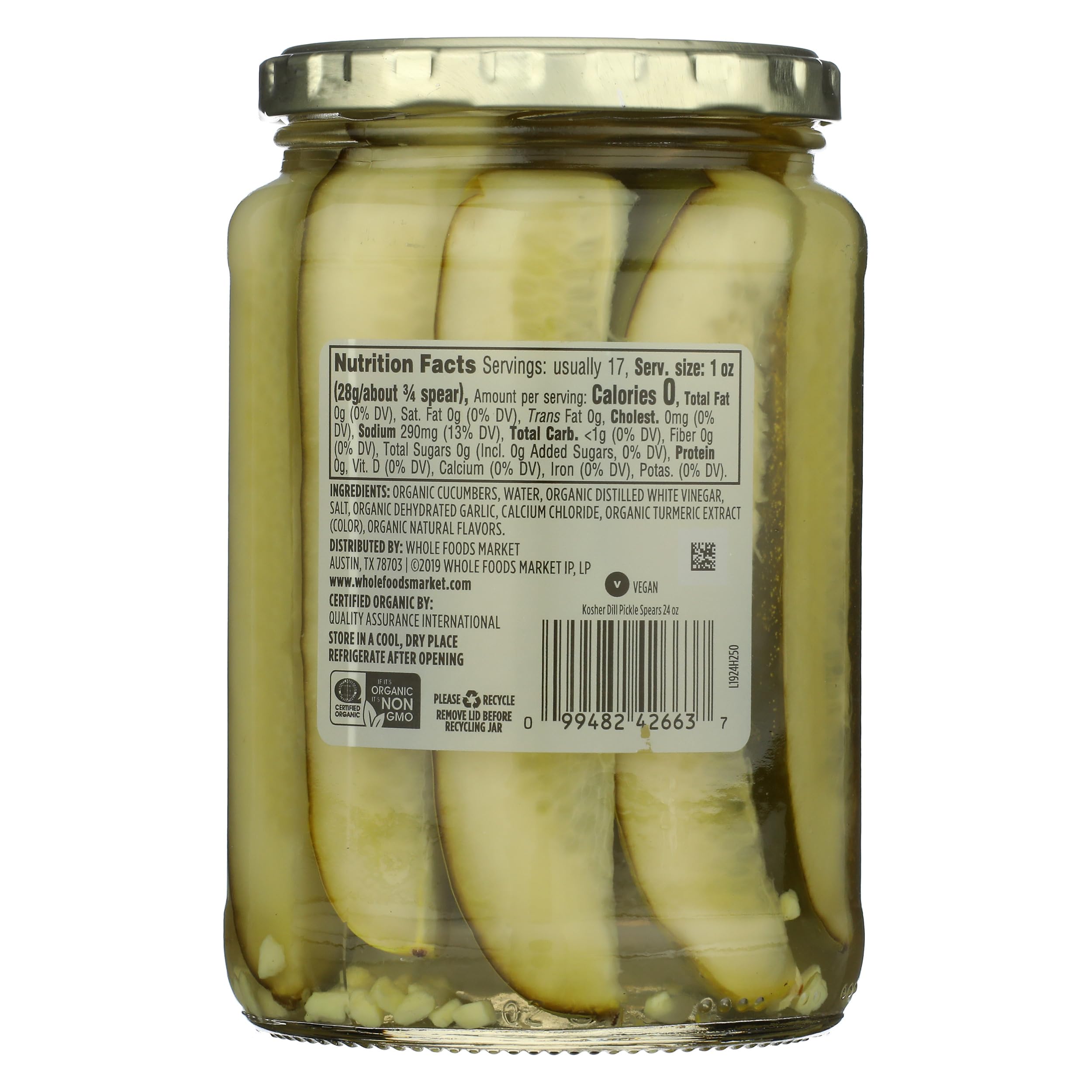365 by Whole Foods Market organic kosher dill pickle spears on sandwich, fresh flavor