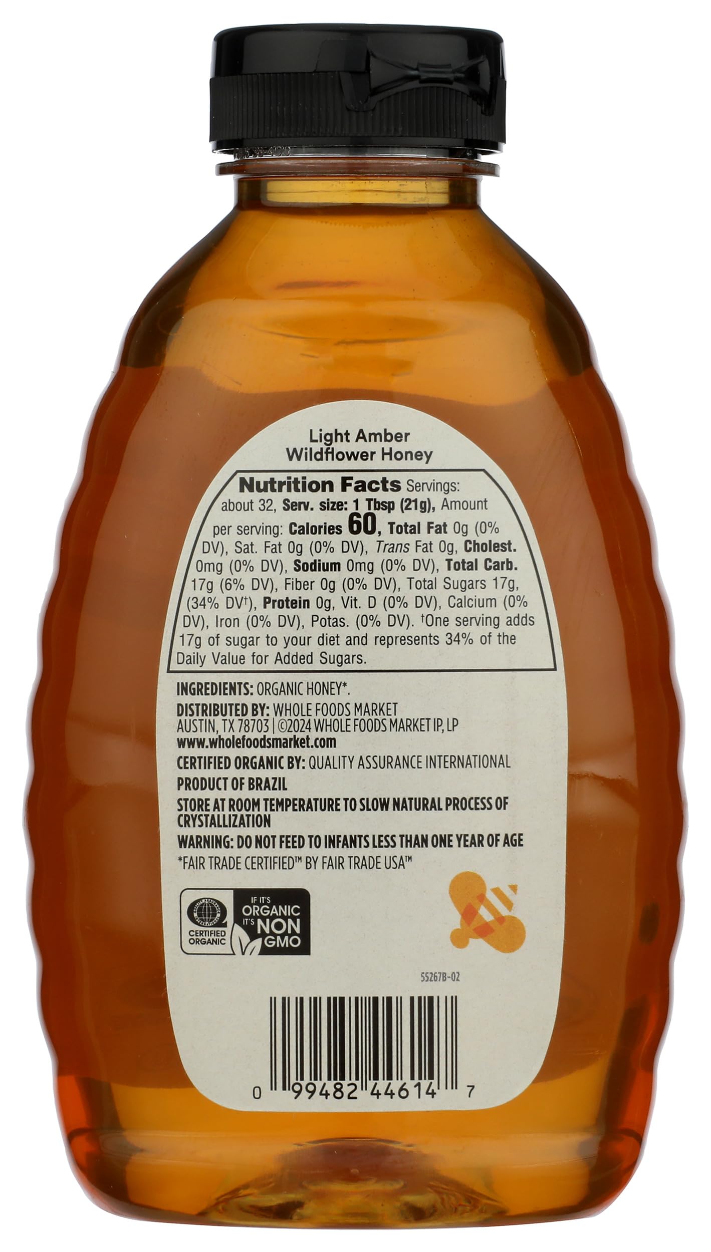 365 by Whole Foods Market organic light amber wildflower honey jar for baking and glazing