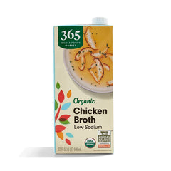 365 by Whole Foods Market organic low-sodium broth with an easy-open cap for quick soups.