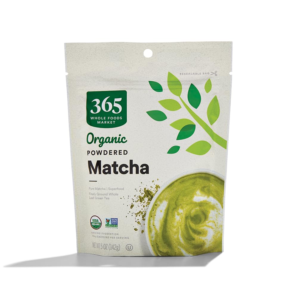 365 by Whole Foods Market organic matcha powder packaging signaling premium quality