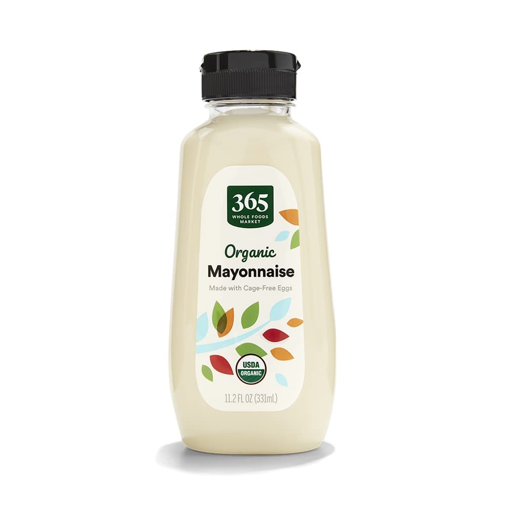 365 by Whole Foods Market organic mayonnaise in a classic jar, ideal for sandwiches.