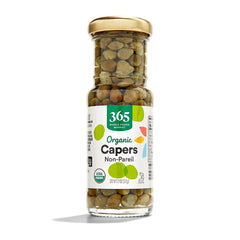 365 by Whole Foods Market organic Nonpareil capers in a bottle, ideal for quick briny accents.