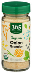365 by Whole Foods Market Organic Onion Granules label shows organic certification.