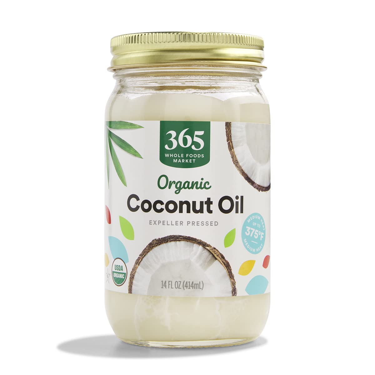 365 by Whole Foods Market coconut oil jar for medium-heat cooking