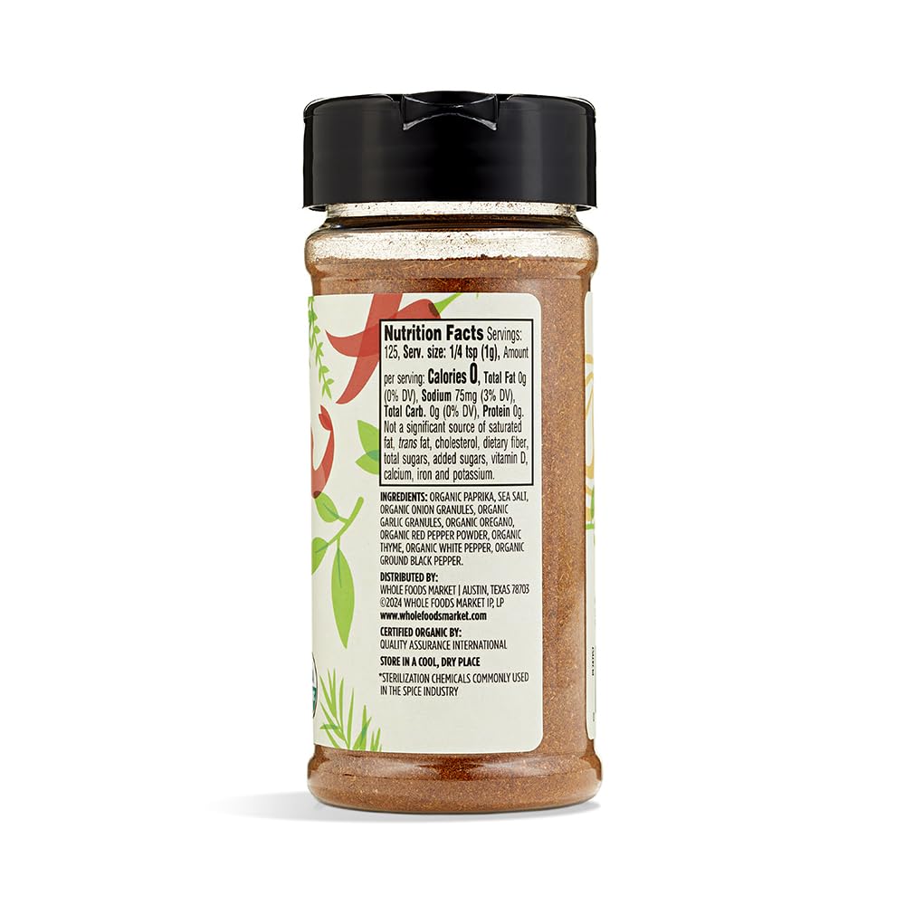 365 by Whole Foods Market organic seafood spice rub on spice rack showcasing natural ingredients.
