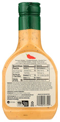 Close-up of 365 dressing label showing non-GMO recipe