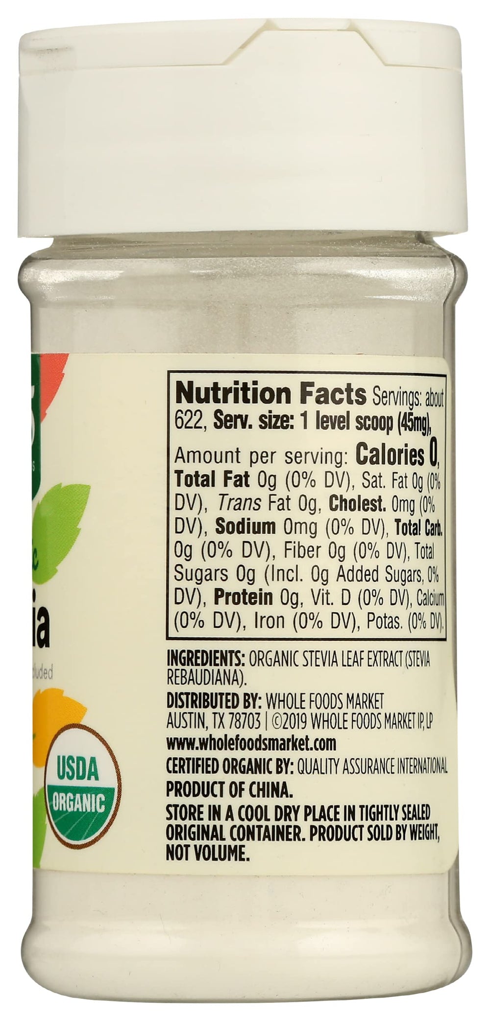 365 by Whole Foods Market organic stevia powder in pantry-ready packaging