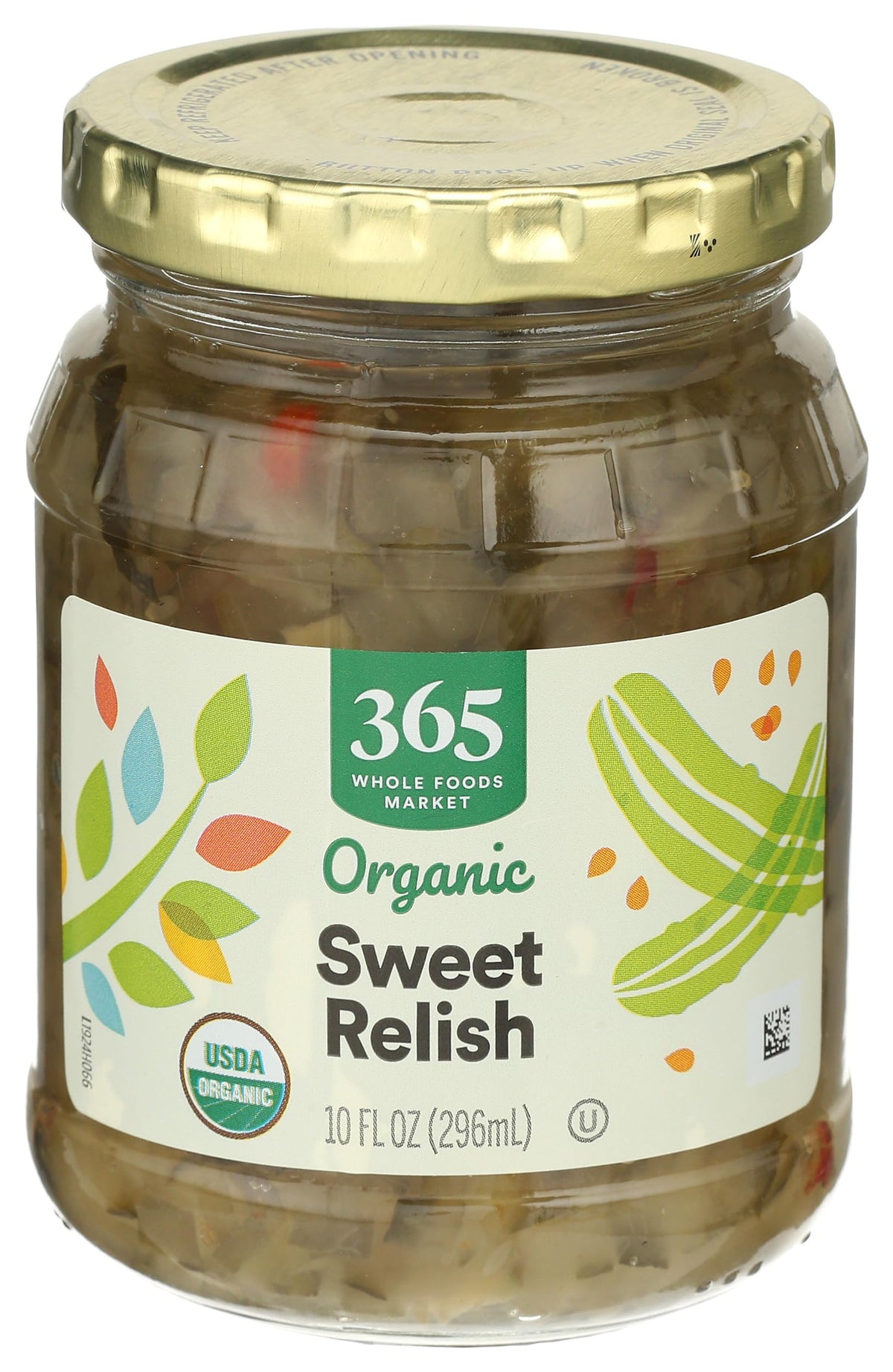 365 by Whole Foods Market Organic Sweet Pickle Relish jar on table, ideal burger topping.
