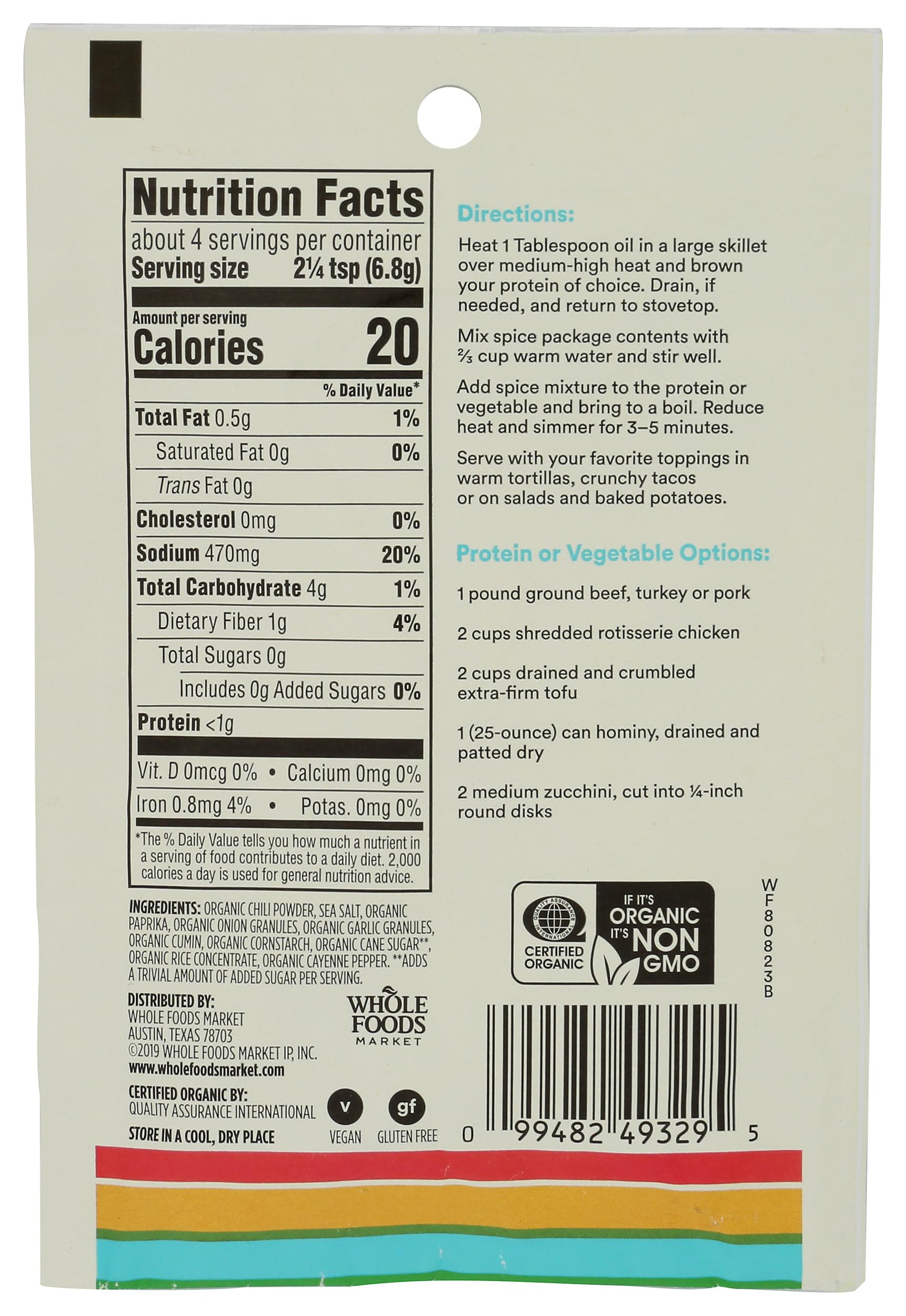 365 by Whole Foods Market organic taco seasoning spice blend close-up showing aromatic herbs