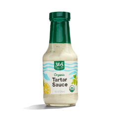 365 by Whole Foods Market organic tartar sauce bottle, perfect for seafood dishes.