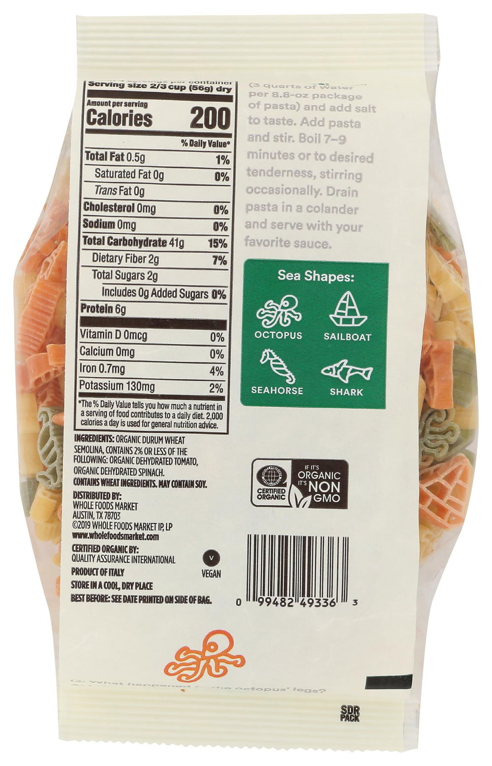 365 by Whole Foods Market organic tri-color pasta packaging shown, trusted quality