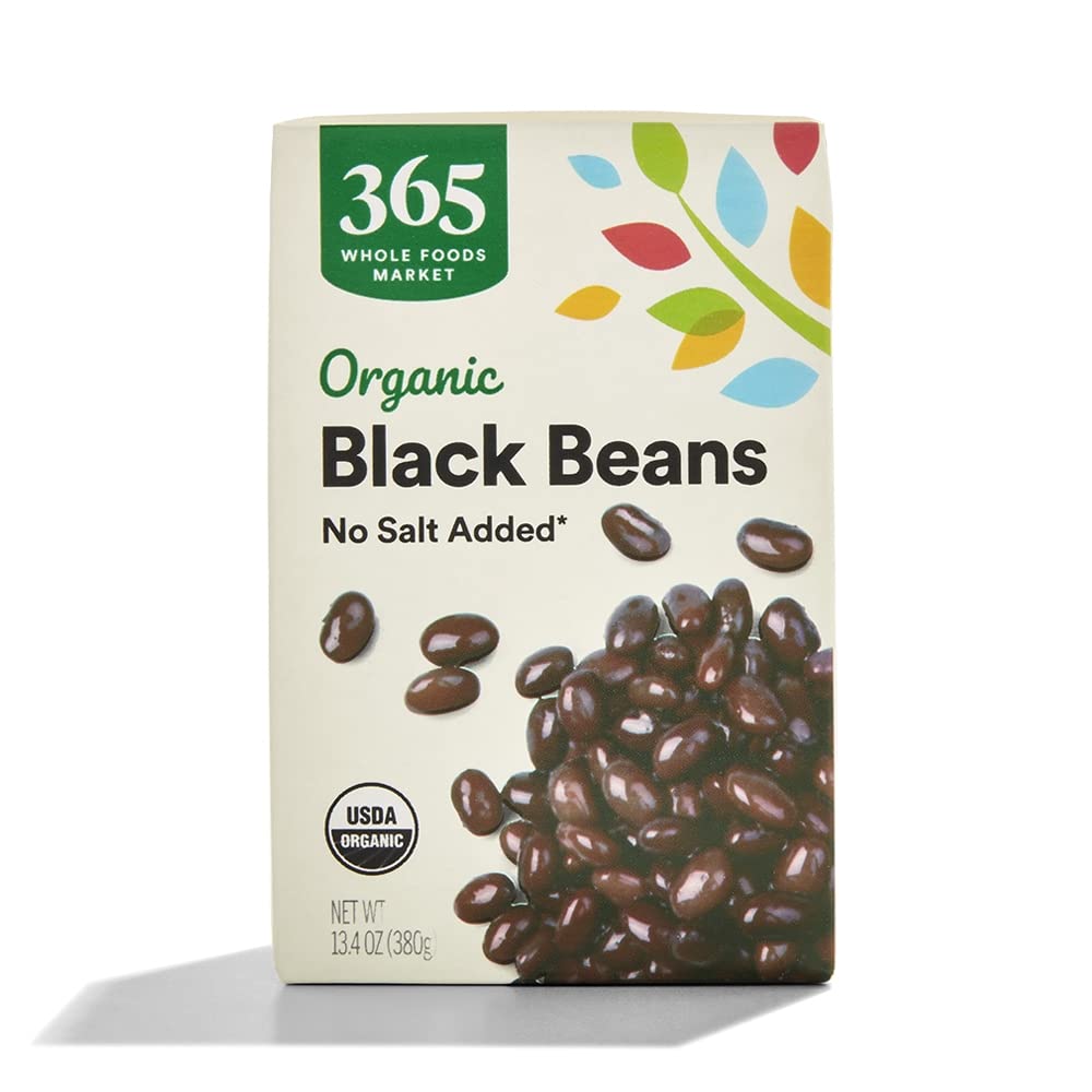 365 by Whole Foods Market organic unsalted black beans can close-up for meal prep