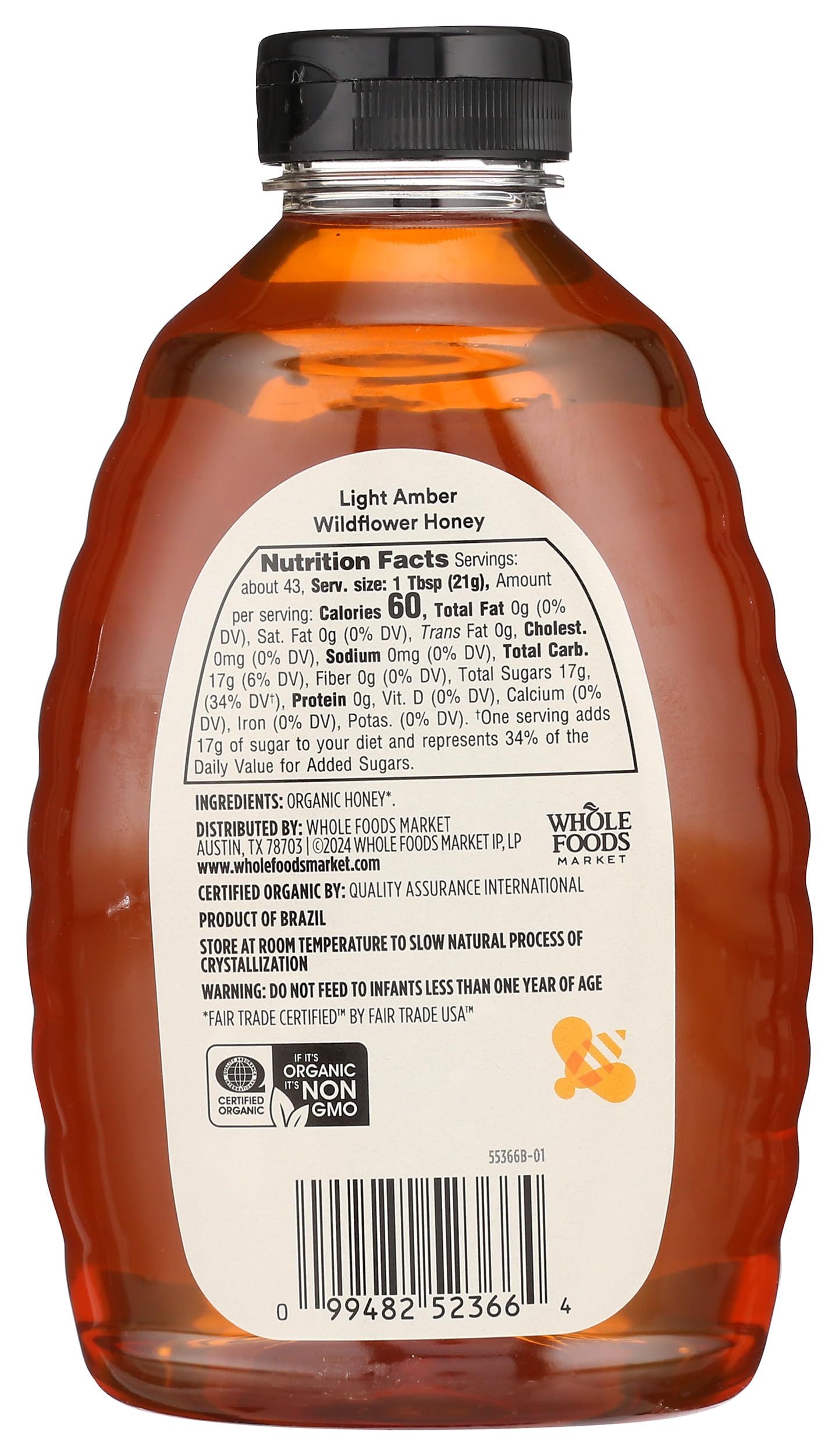 Light amber color of 365 by Whole Foods Market wildflower honey