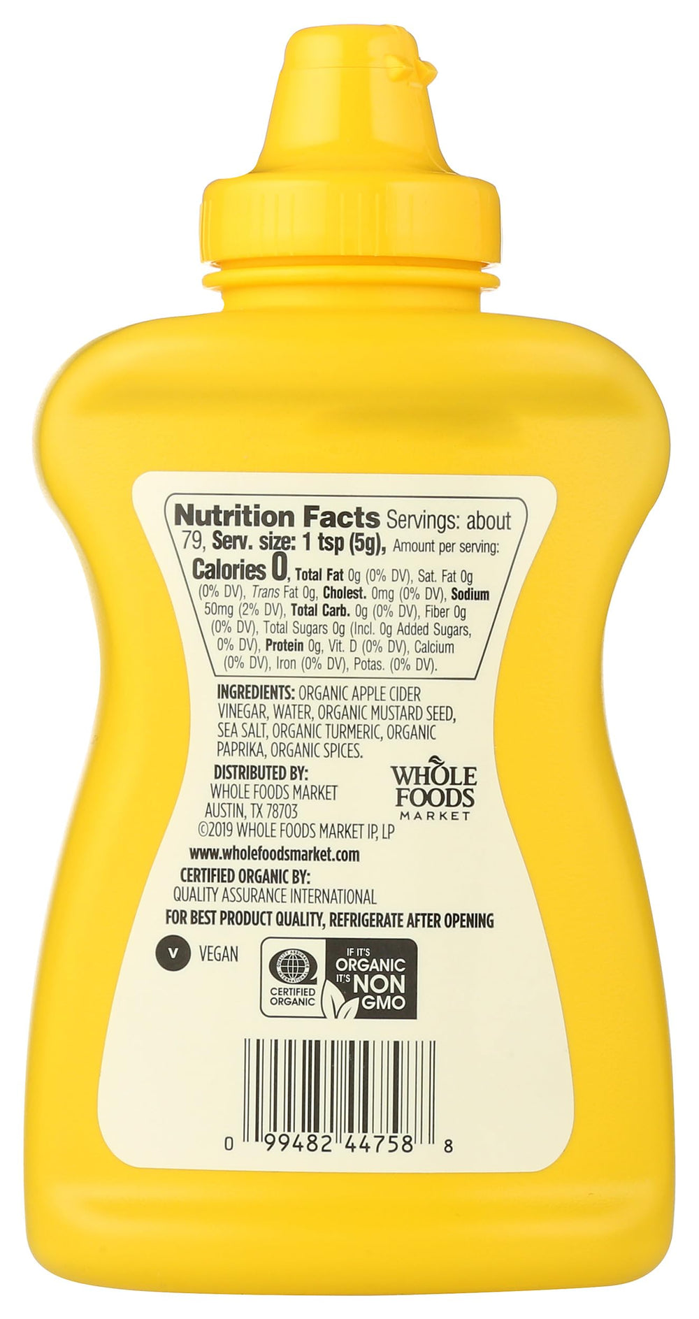365 by Whole Foods Market Organic Yellow Mustard jar closeup highlighting smooth texture