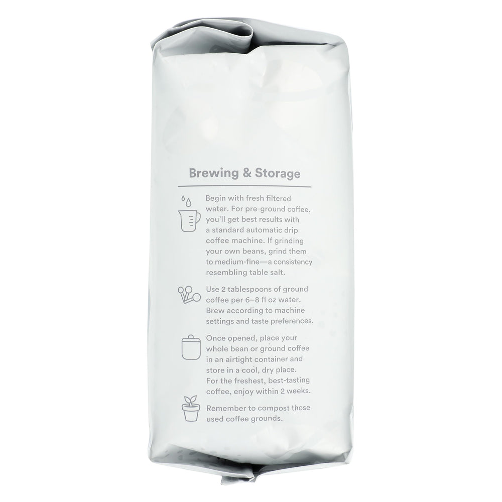 Fair Trade label on Pleasant Morning Buzz signals ethical sourcing.