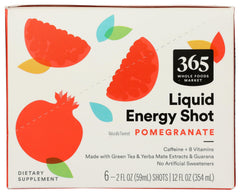 365 by Whole Foods Market Pomegranate Energy Shot bottle highlights natural energy boost on the go
