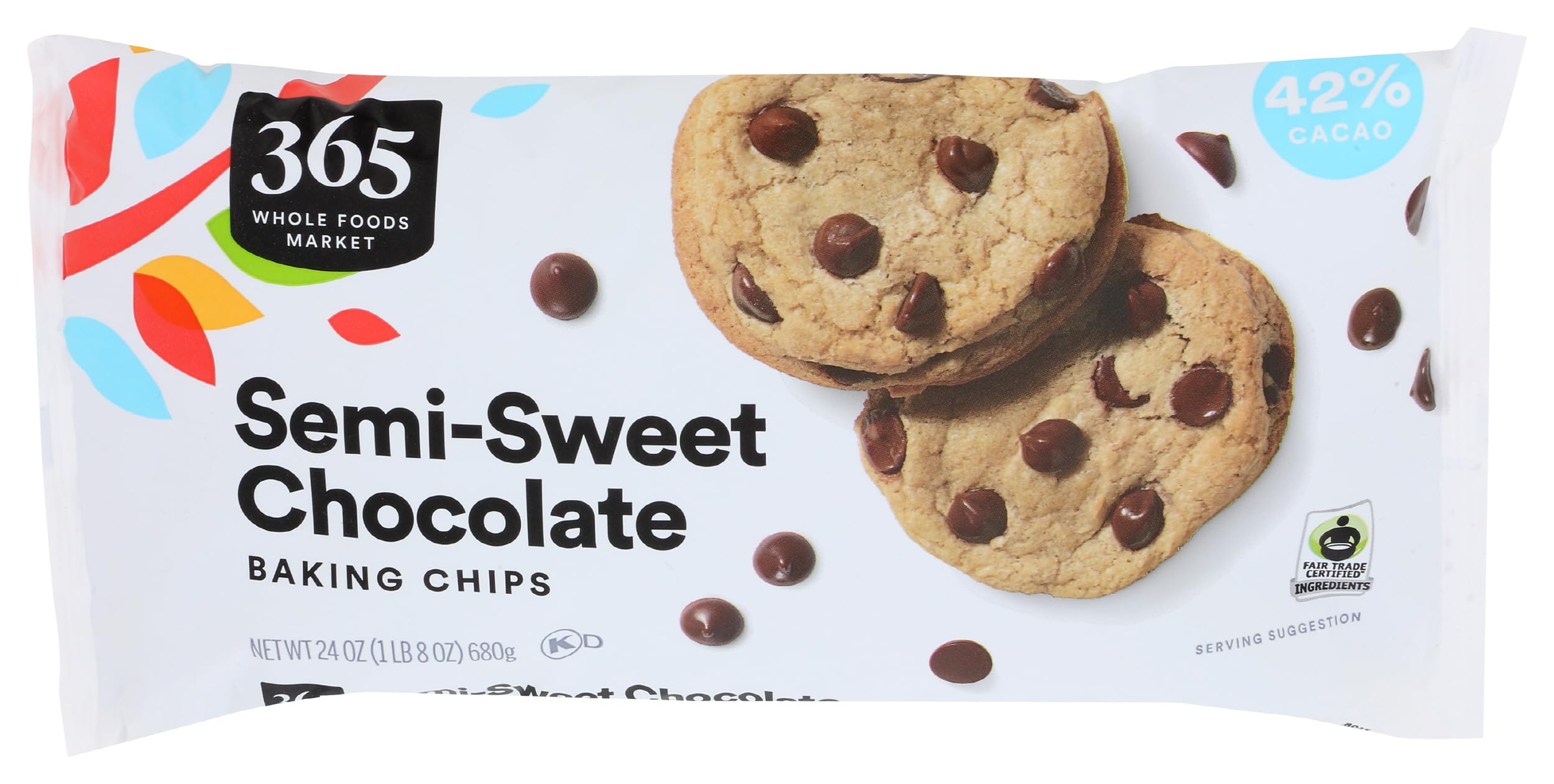 365 by Whole Foods Market semisweet chocolate chips 24oz pack ready for baking.