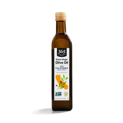 365 by Whole Foods Market small batch California olive oil bottle front, premium quality