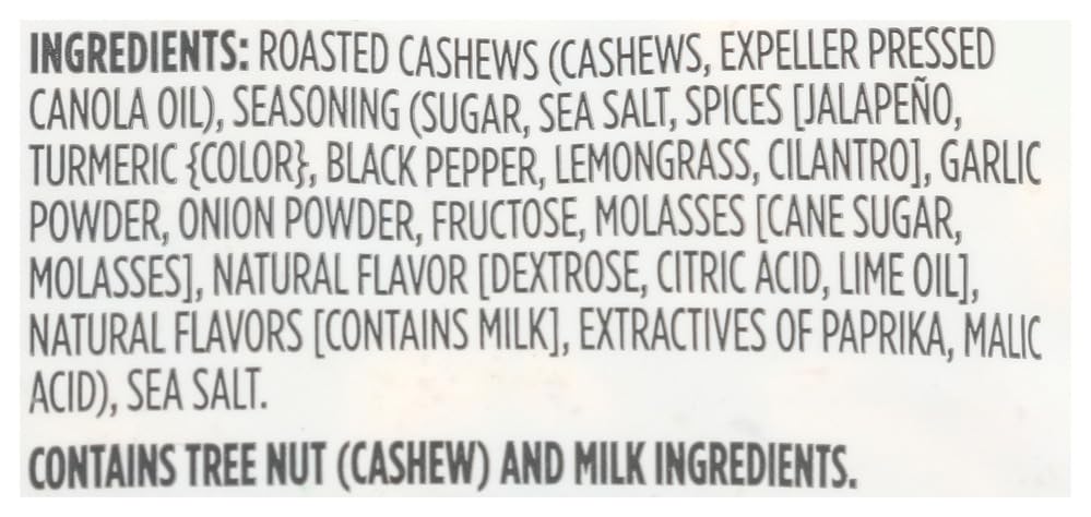 365 by Whole Foods Market Thai Curry Cashews kosher-certified label signaling dietary compliance.