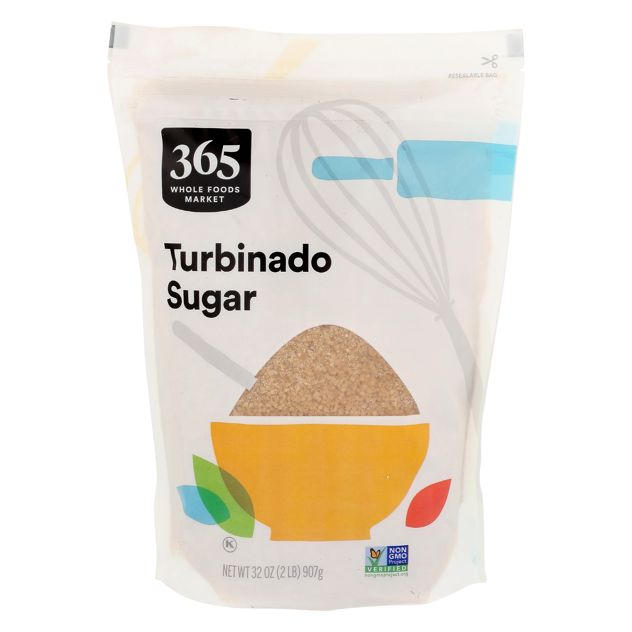 365 by Whole Foods Market turbinado sugar jar front showing natural cane sweetness for baking