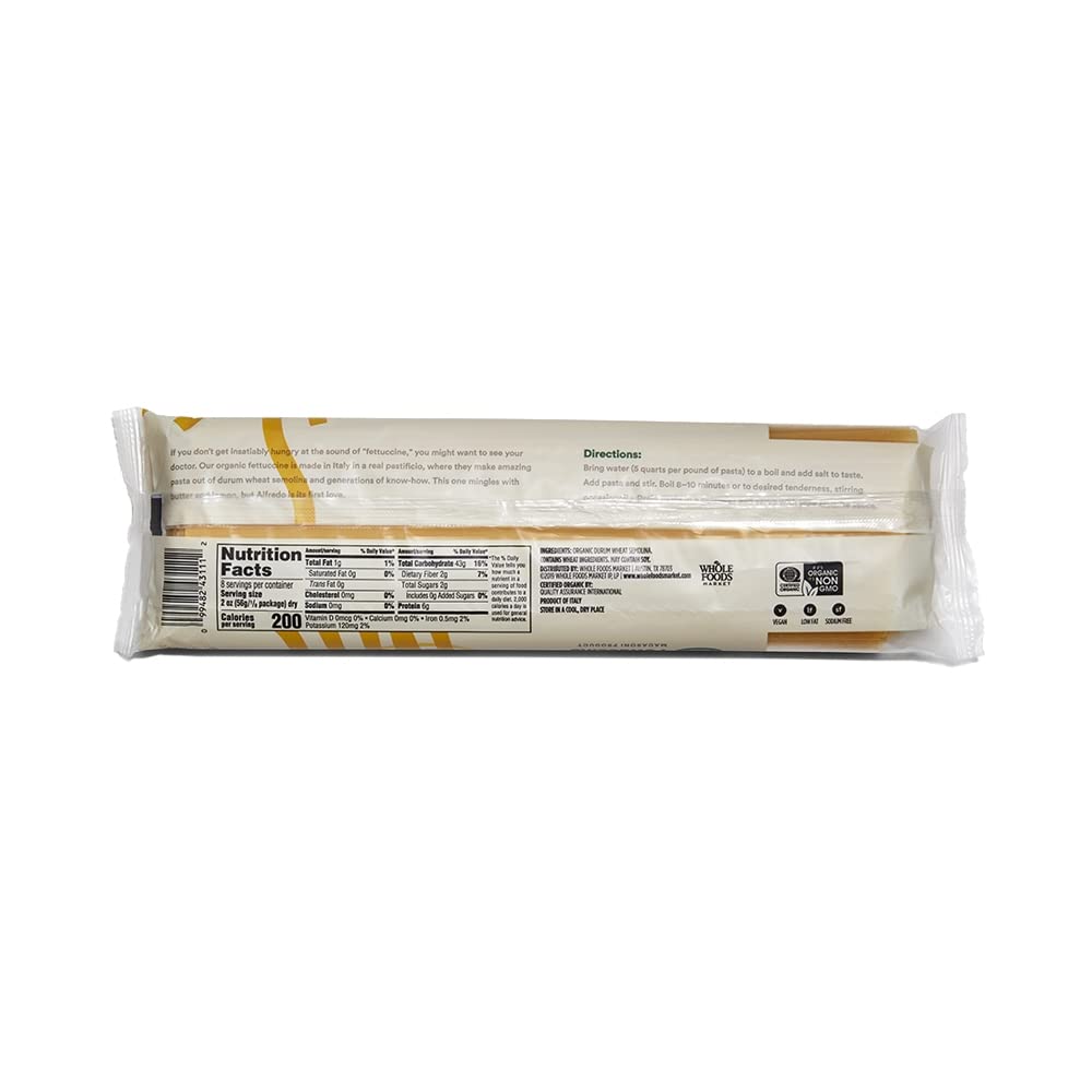 365 by Whole Foods Market uncooked durum-wheat fettuccine ready for versatile pasta dishes