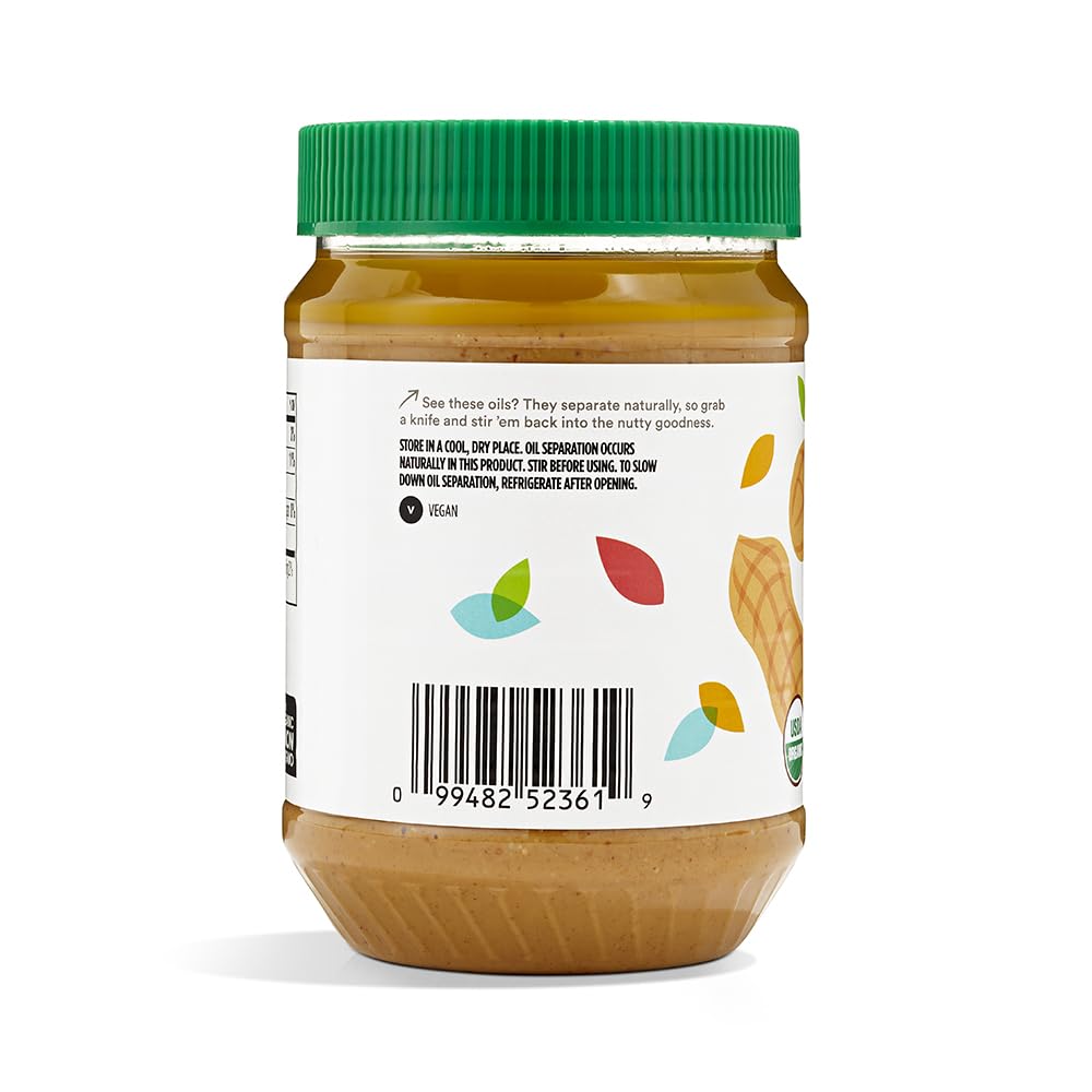 365 by Whole Foods Market unsalted peanut butter with organic USA peanuts.