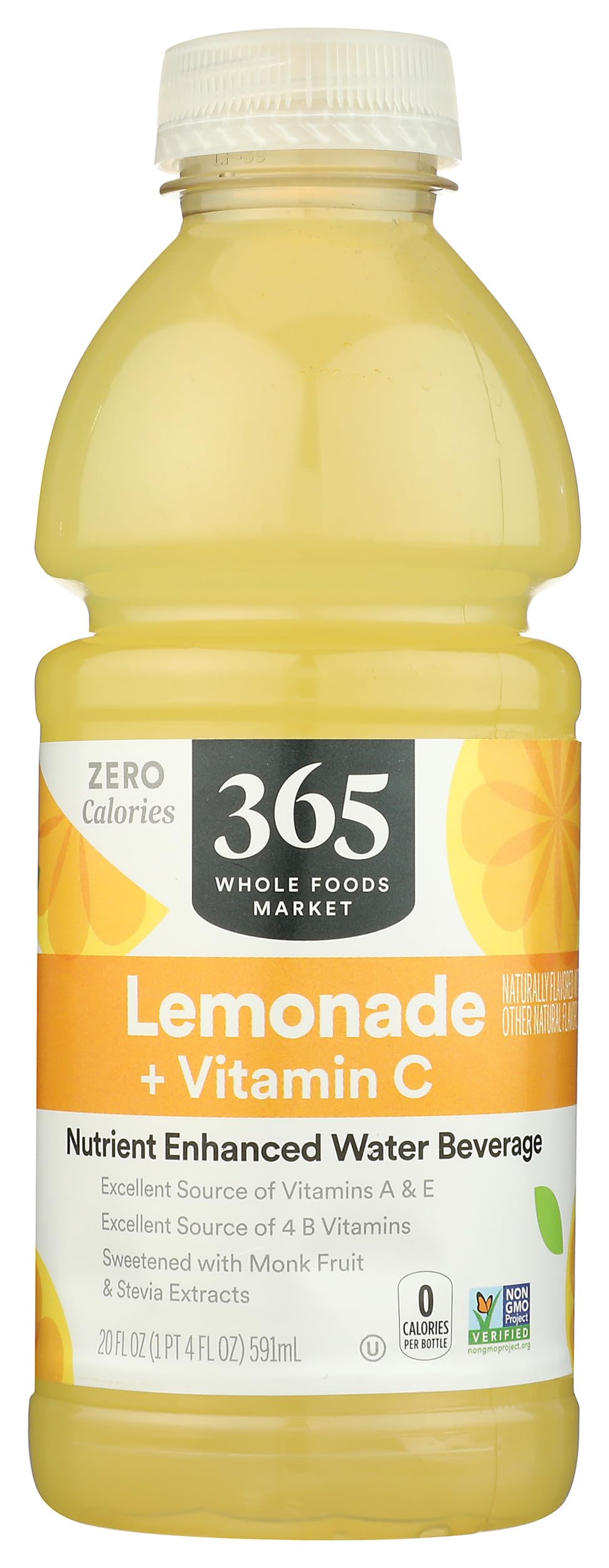 365 by Whole Foods Market lemon nutrient water bottle showing vitamin C for refreshing hydration.
