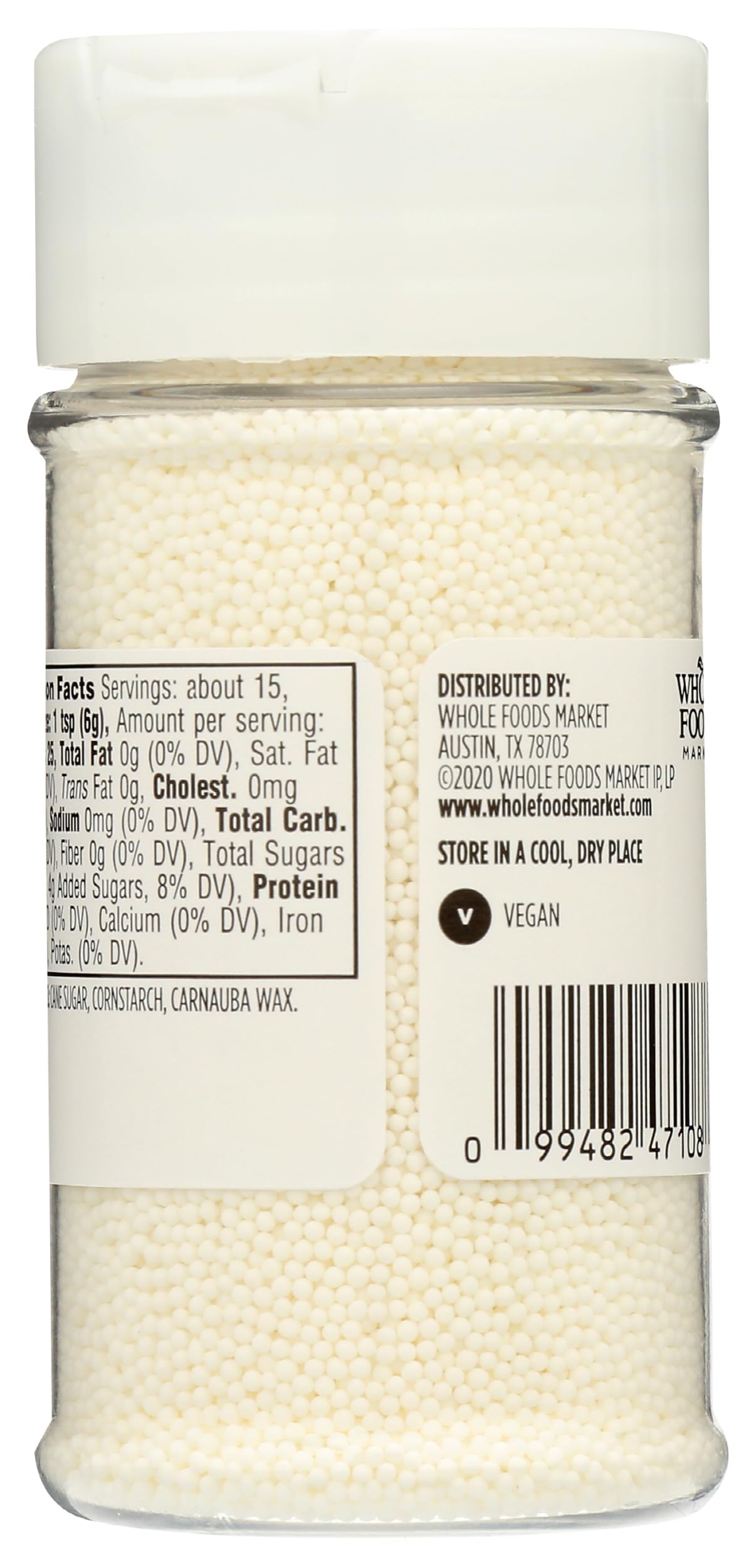 365 by Whole Foods Market white nonpareils close-up showing tiny spheres