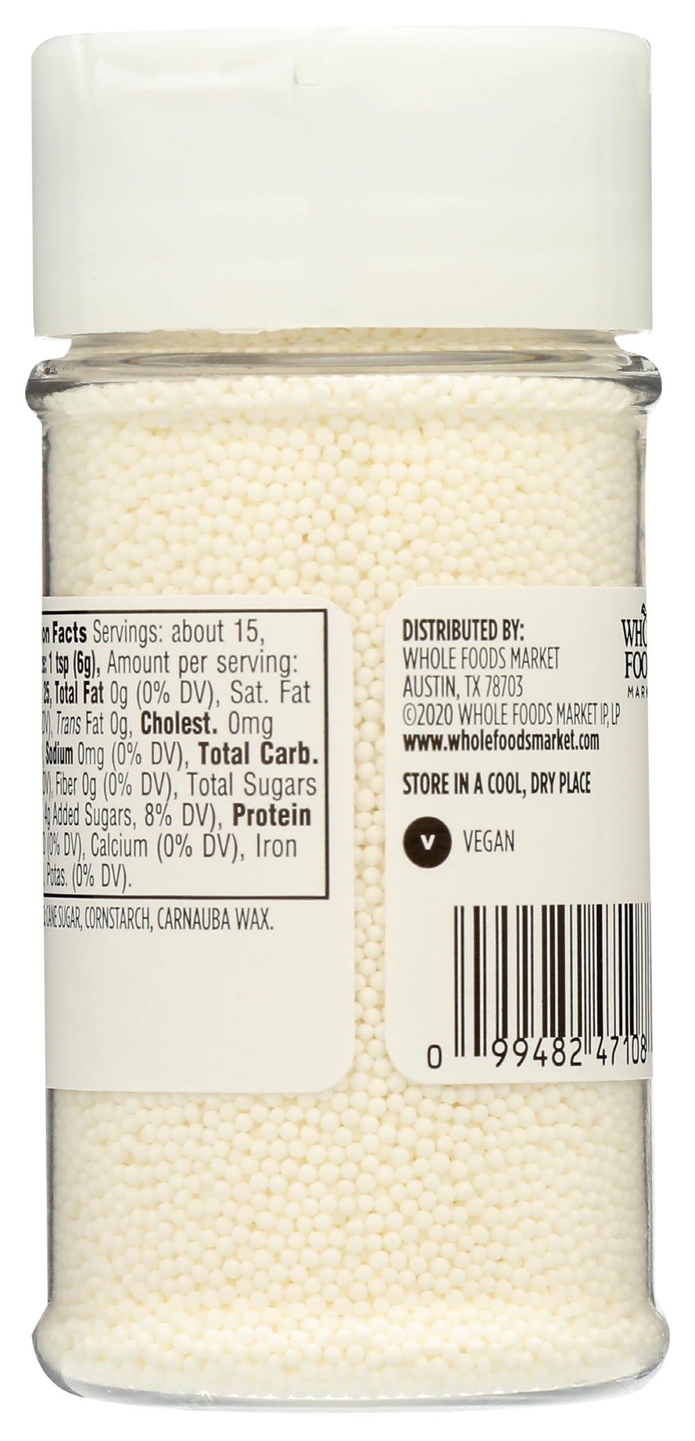 365 by Whole Foods Market white nonpareils close-up showing tiny spheres