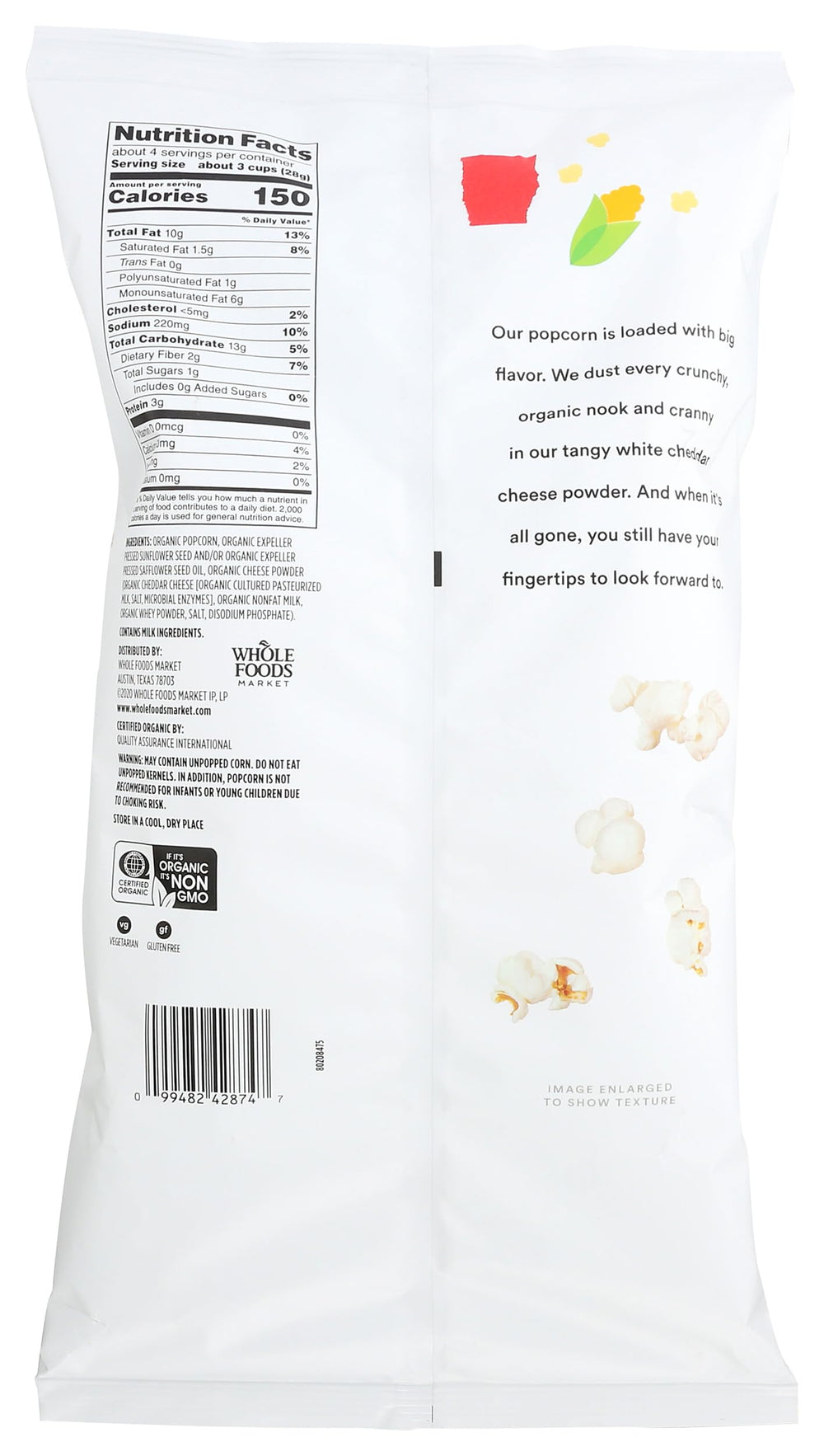 365 by Whole Foods Market movie night snack idea with cheddar coated popcorn