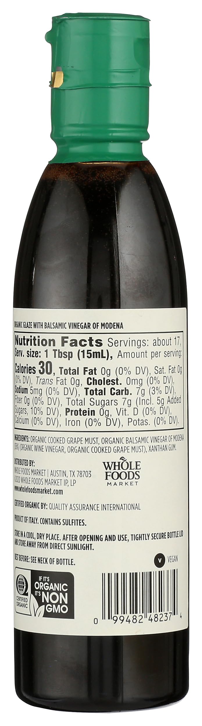 365 by Whole Foods Market Organic Balsamic Glaze glass jar closeup highlights rich, concentrated flavor