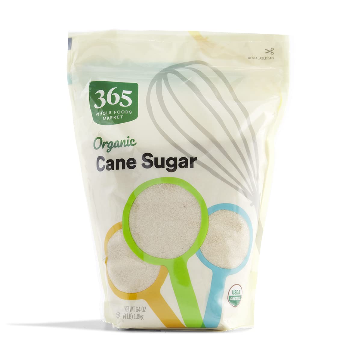 365 by Whole Foods Market Organic Cane Sugar in a 64-ounce bag for versatile baking.