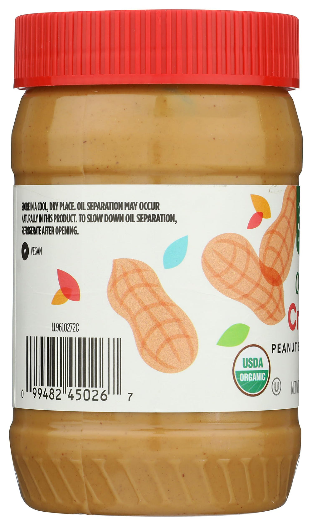 Label close-up highlighting organic sourcing and no-stir convenience