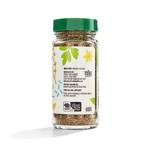 365 by Whole Foods Organic Oregano bottle on pantry shelf ready for quick meals