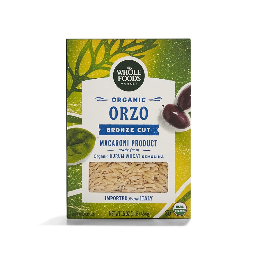 365 by Whole Foods Market organic orzo pack shot, ideal for quick, versatile meals.
