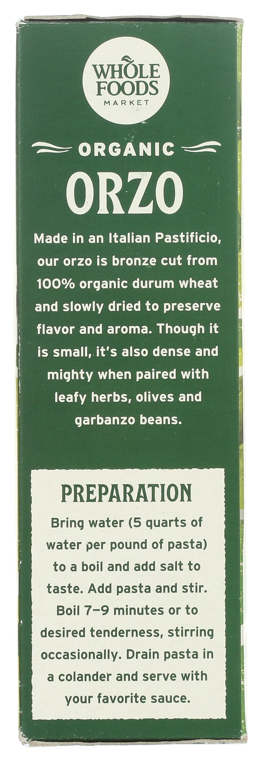 365 by Whole Foods Market organic orzo served as a satisfying side dish.