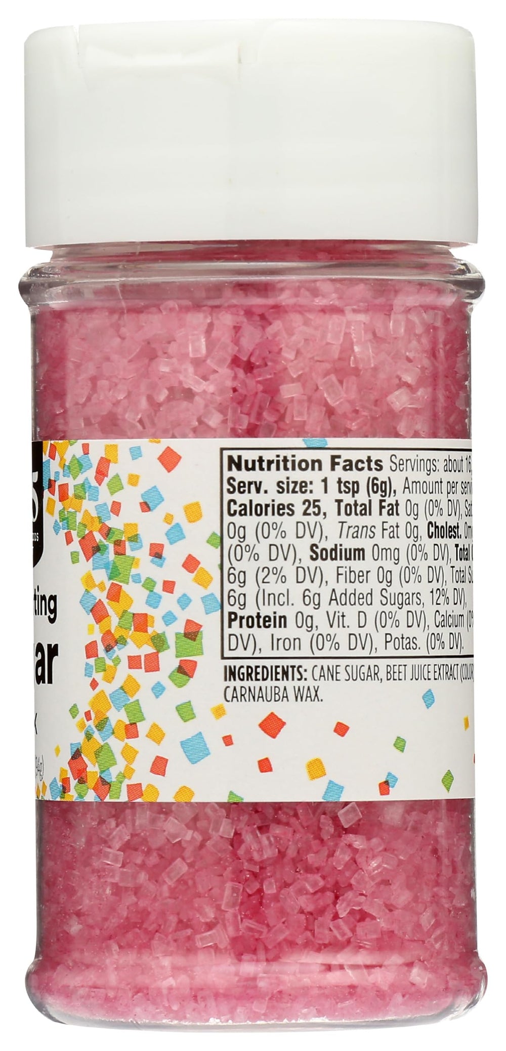 365 by Whole Foods Pink Decorating Sugar packaging shown on kitchen counter.