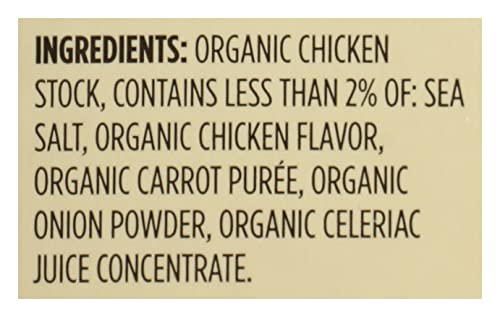 365 chicken stock with visible organic carrots and celery root