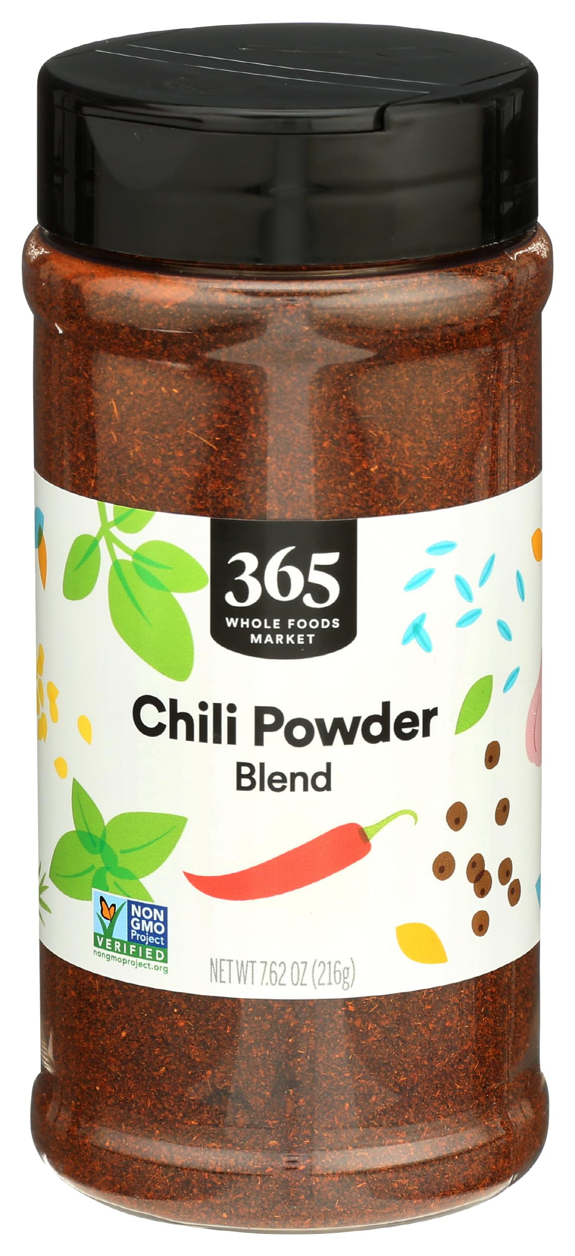 365 by Whole Foods Market chili powder blend jar for flavorful cooking.