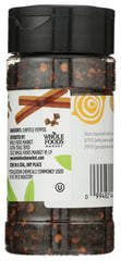 Close-up of crushed chipotle peppers in a 365 bottle