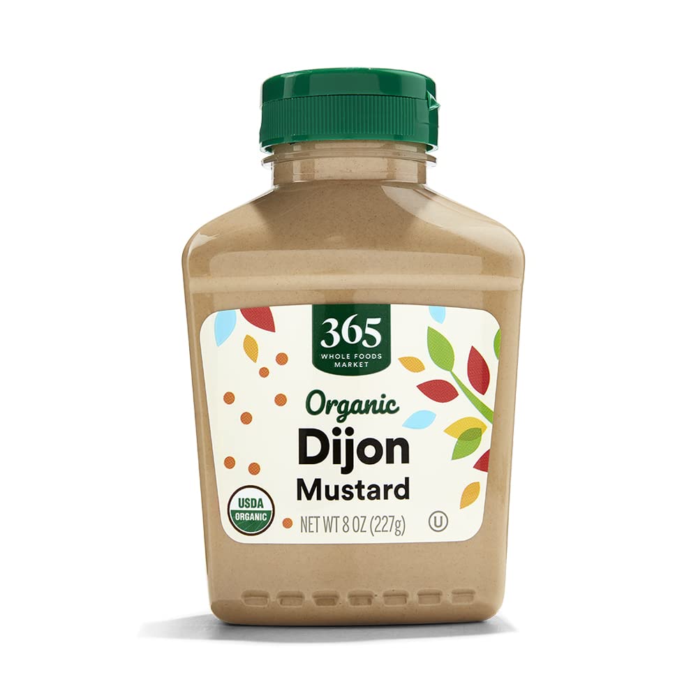 365 by Whole Foods Market Dijon Mustard jar front, pantry staple flavor.