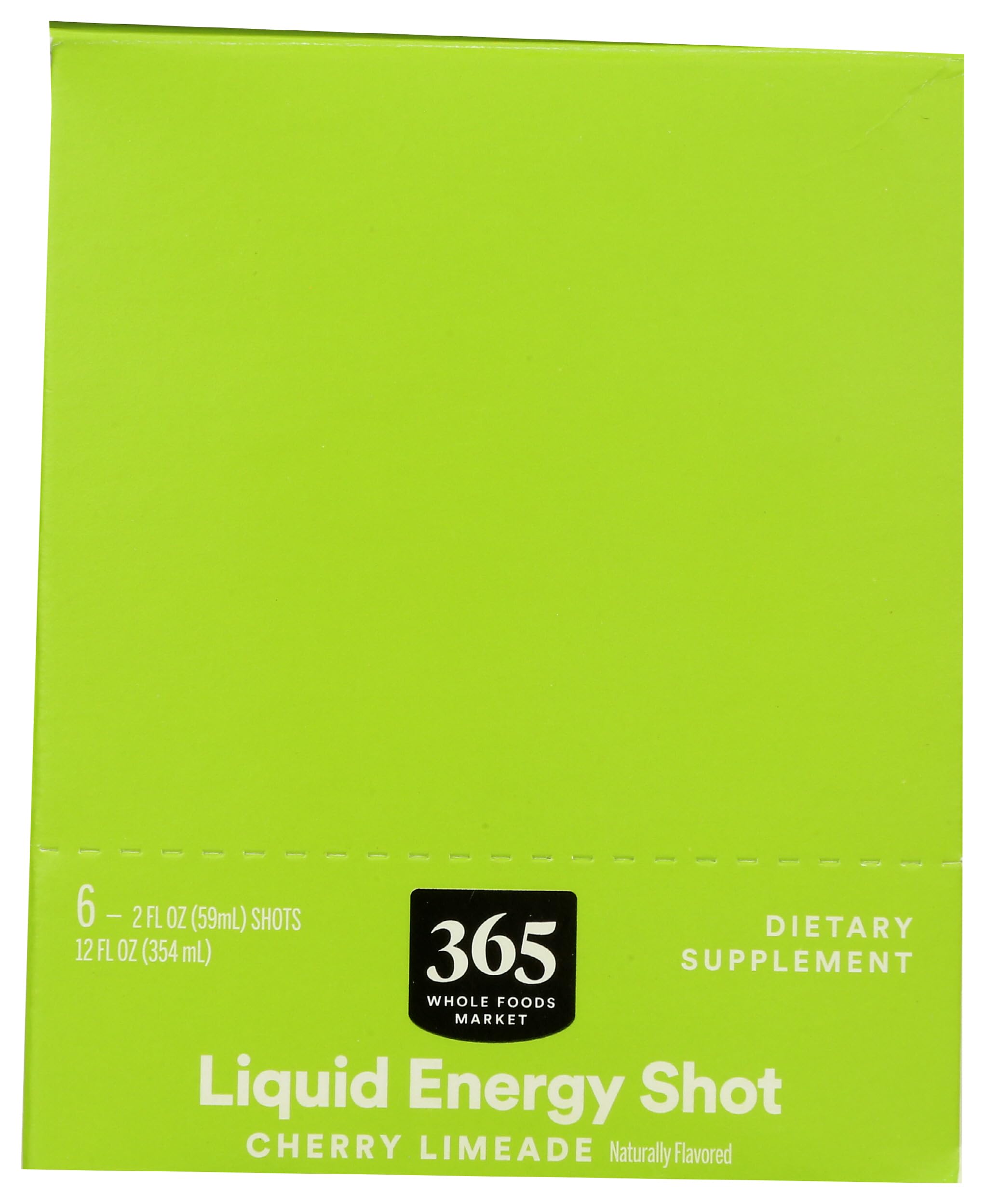 365 Energy Shot Cherry Limeade packaging emphasizes portability and a six-pack for travel.