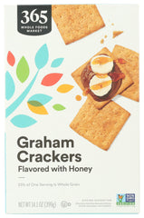 365 by Whole Foods Graham crackers box front, ideal for snacking.