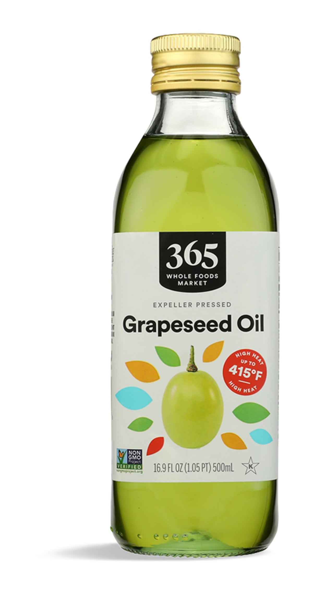 365 by Whole Foods Market grapeseed oil bottle ready for high-heat cooking