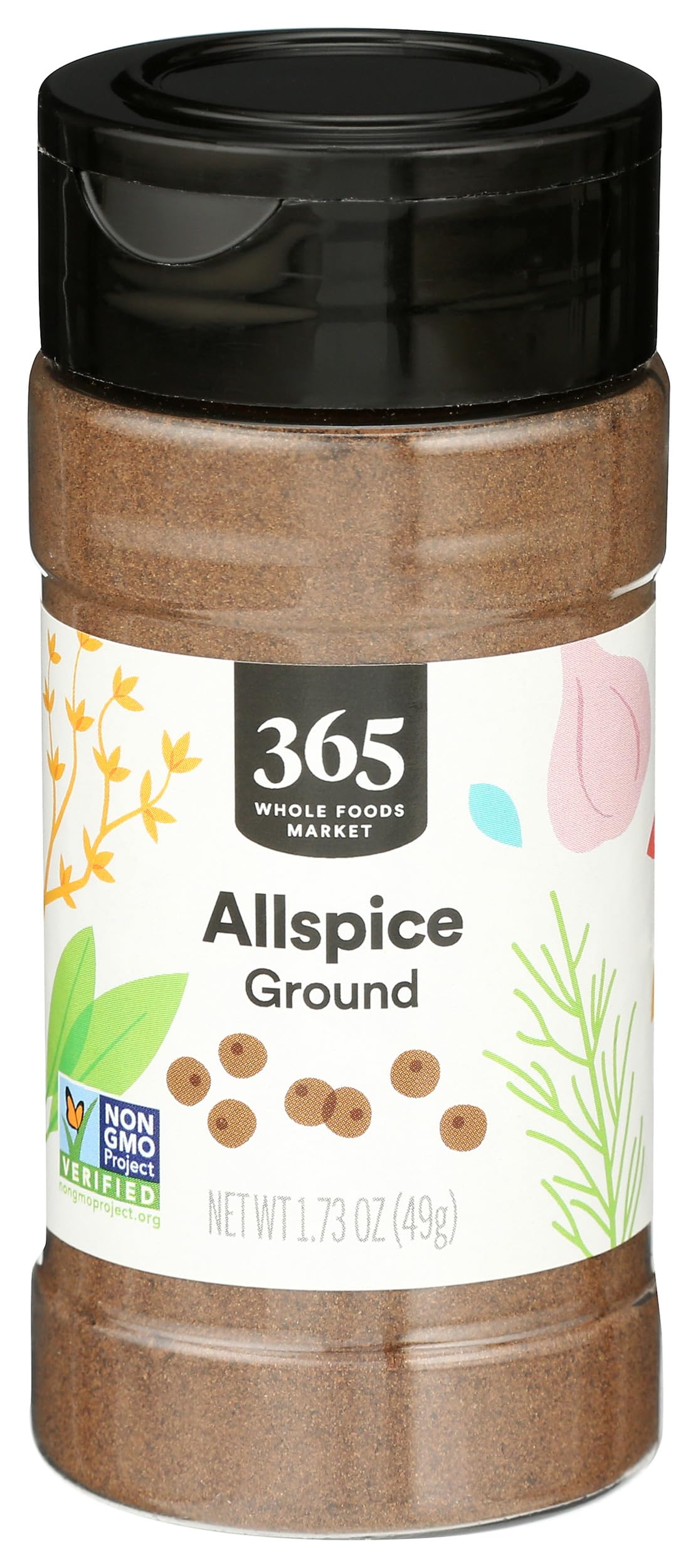 365 by Whole Foods Market ground allspice jar front, signaling premium aroma for baking.