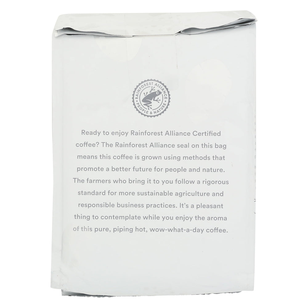 365 Island Blend coffee bag back label with certifications signals responsible sourcing